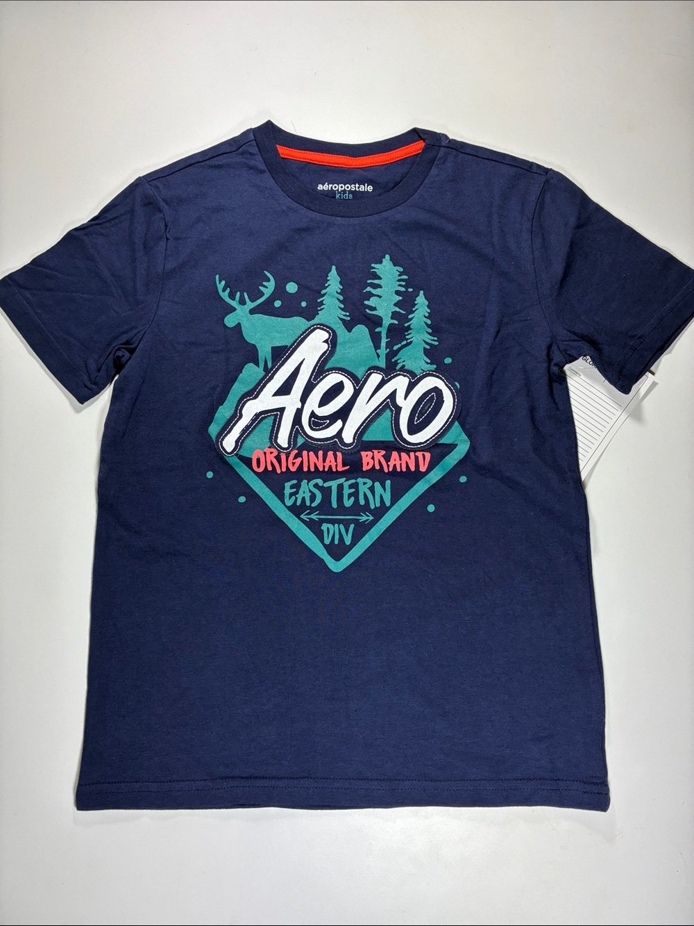 NWOT Aeropostale Navy Tee with Teal & Red Graphic, size 10